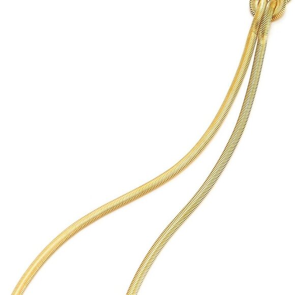 Gold Color Knot Lariat Necklace, Y-chain Necklace Drop Tassels, Statement Layeri - Picture 4 of 6